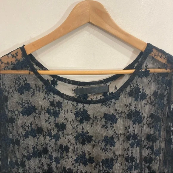 SOLD One Teaspoon Sheer Lace Overlay Chemise Shirt Black Floral Sz 4 - Picture 3 of 9